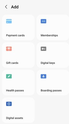 Samsung Pay add screen